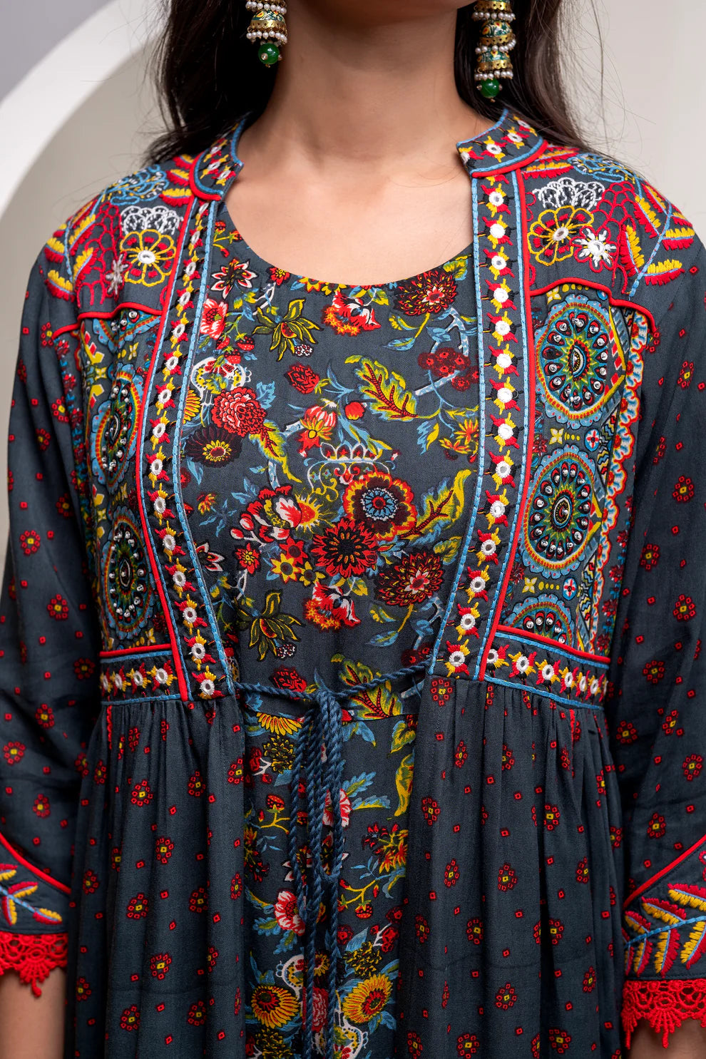 Midnight Bloom Printed Maxi Dress