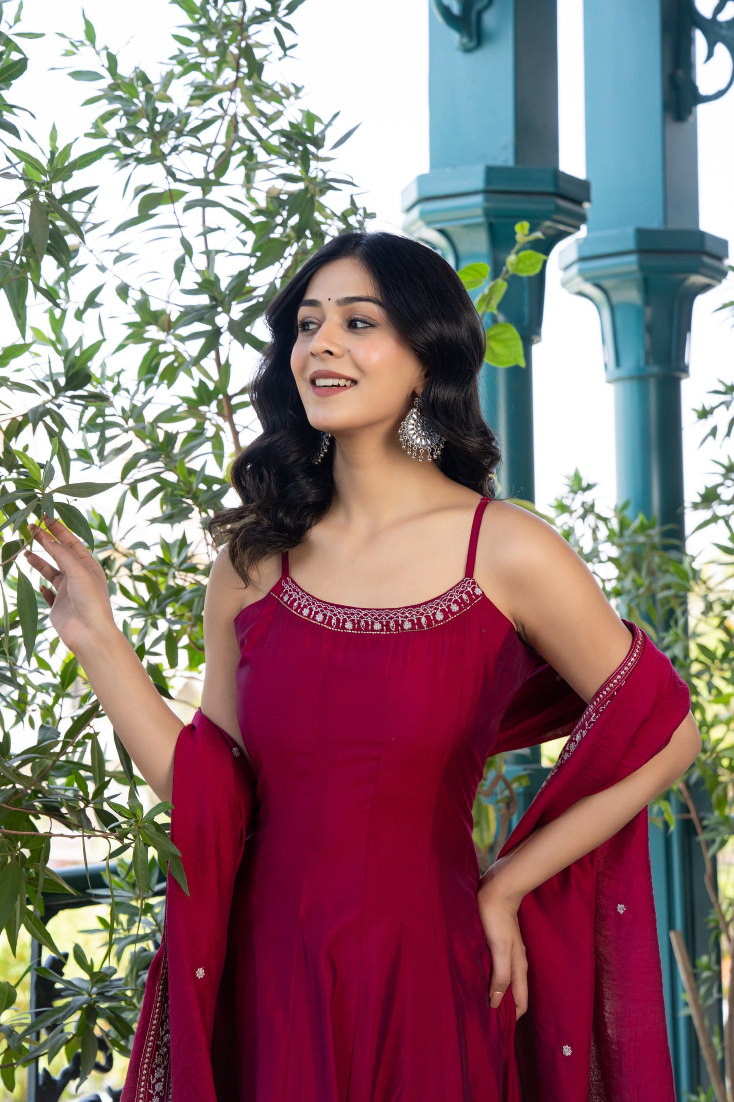 Crimson Royale Anarkali Set